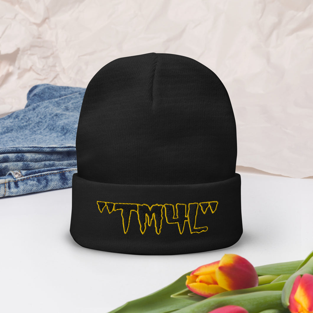 TM4L Beanie ON SALE ( Black Letters & Gold Outline )