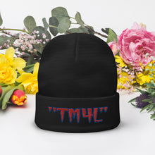 Load image into Gallery viewer, TM4L Beanie ON SALE ( Red Letters &amp; Royal Blue Outline )
