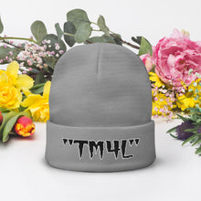 Load image into Gallery viewer, TM4L Beanie ON SALE ( Black Letters &amp; White Outline )
