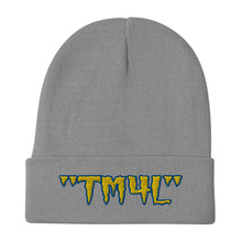 Load image into Gallery viewer, TM4L Beanie ( Yellow Letters &amp; Blue Outline )
