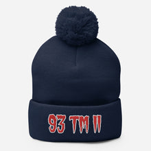 Load image into Gallery viewer, 93 TM 11 Pom-Pom Beanie ( Red Letters &amp; White Outline )
